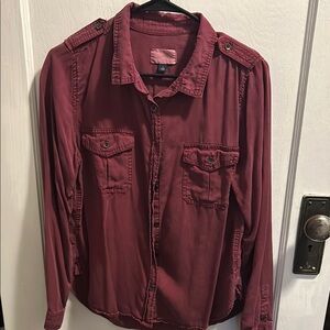 Burgundy Button-Up Shirt